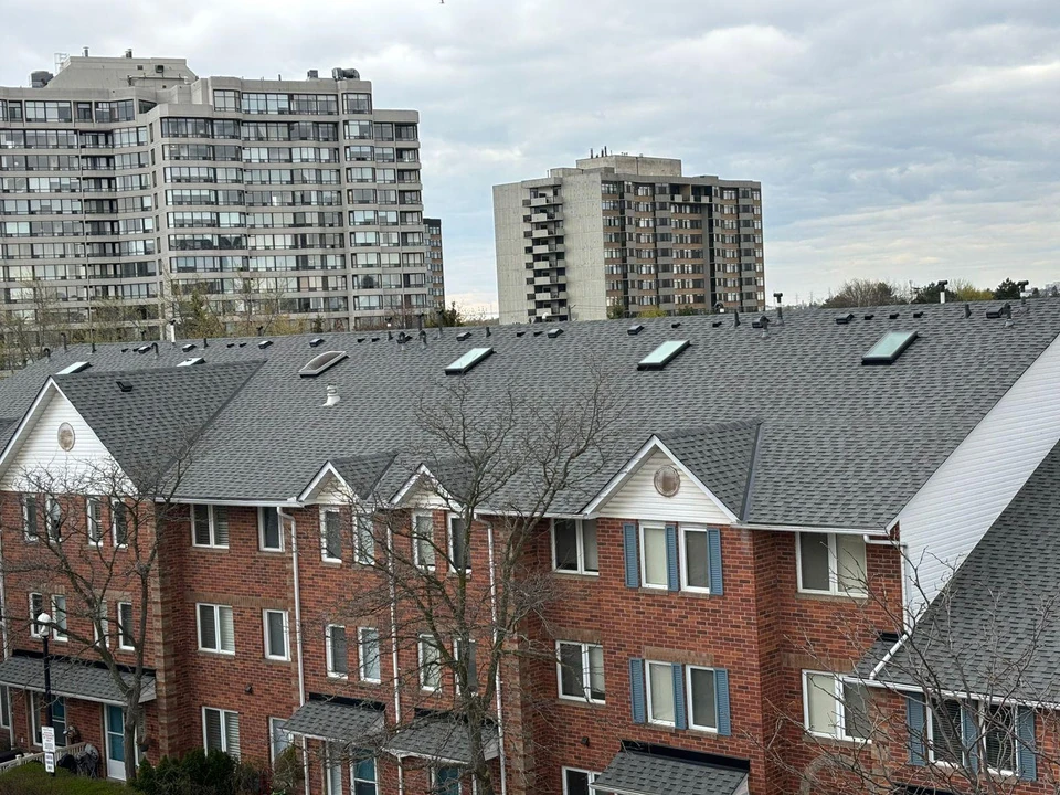 Completed townhouse roofs